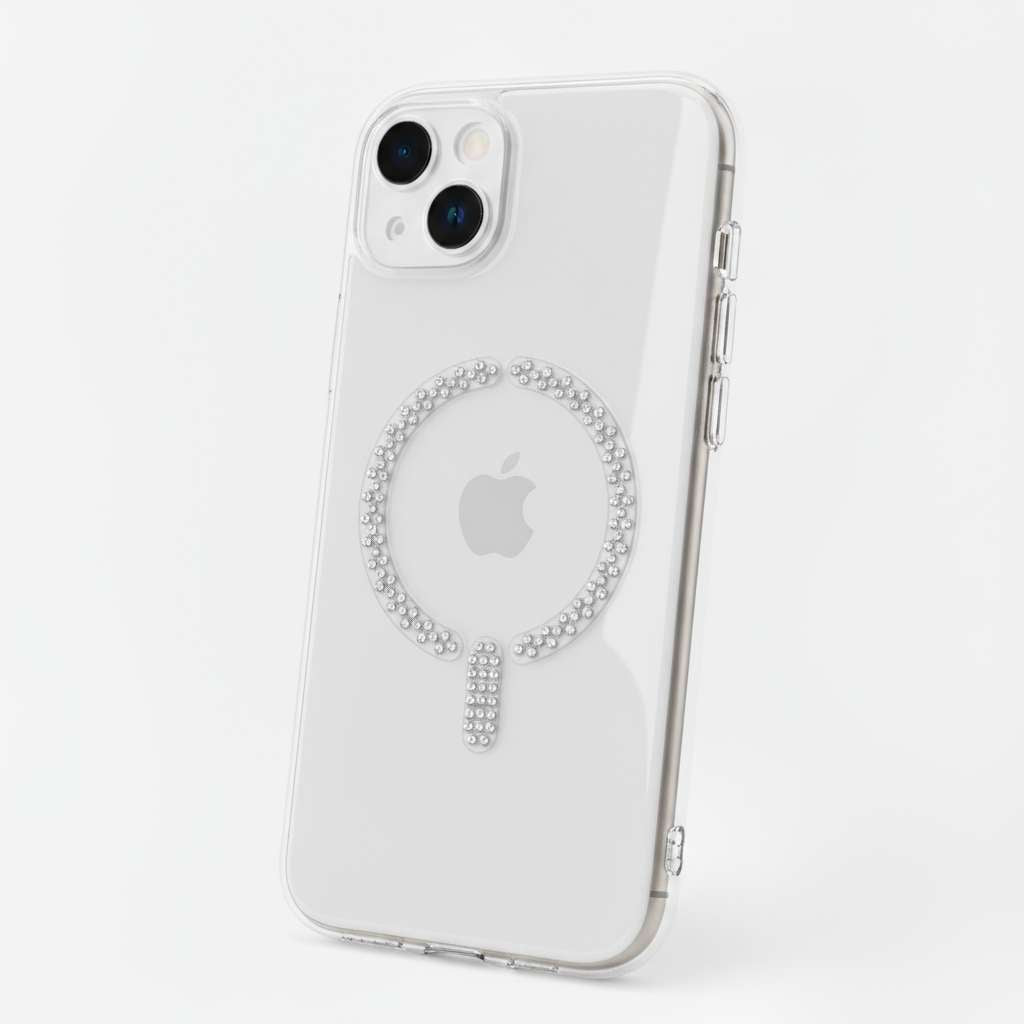 Cover Antiyellow Compatibile con MagSafe con Brillantini per iPhone 14