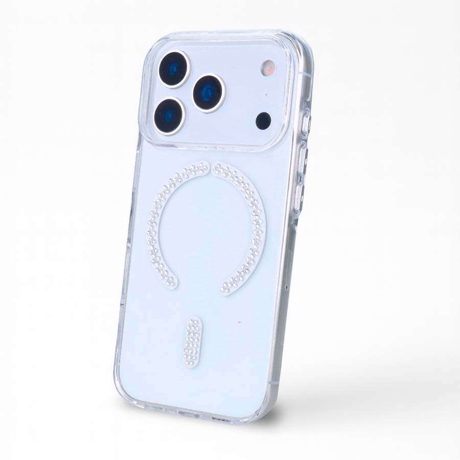 Cover Antiyellow Compatibile con MagSafe con Brillantini per iPhone 17 Pro Max