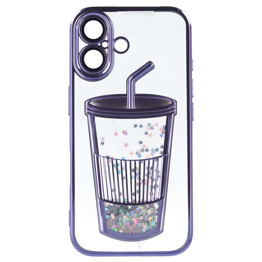 Cover Bumper con Vasca di Glitter per iPhone 16