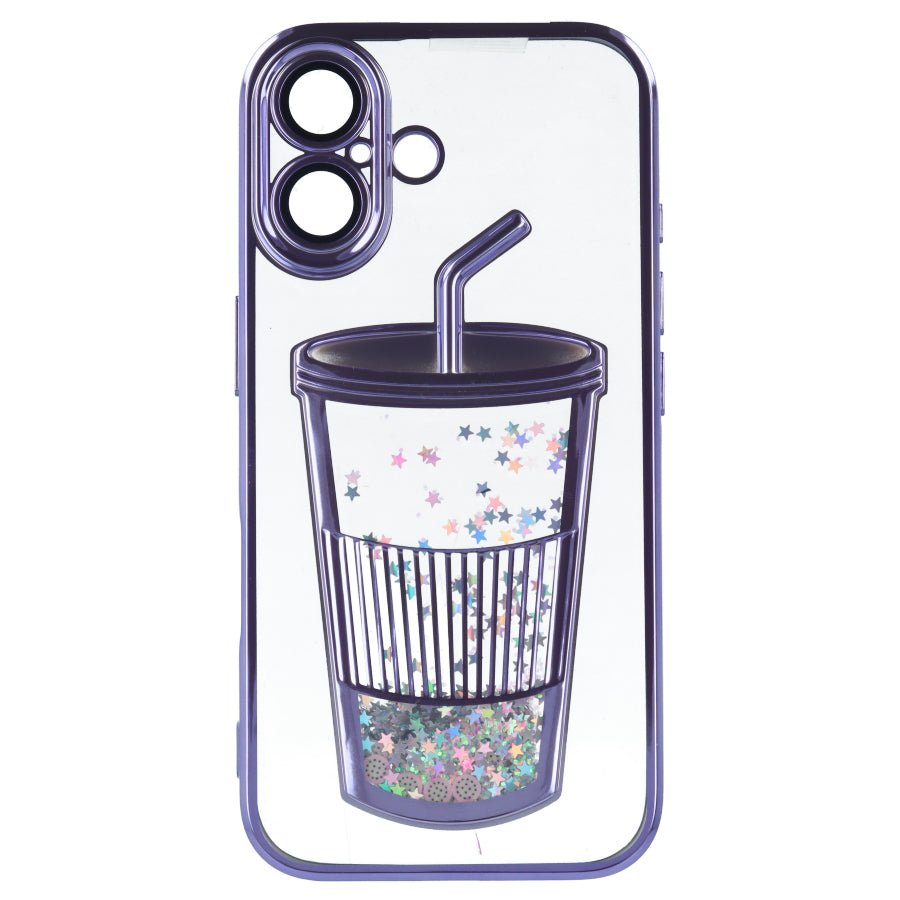 Cover Bumper con Vasca di Glitter per iPhone 16