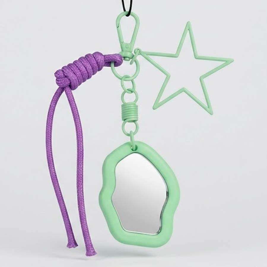Charm colgante con soporte y espejo para móvil - vista frontal