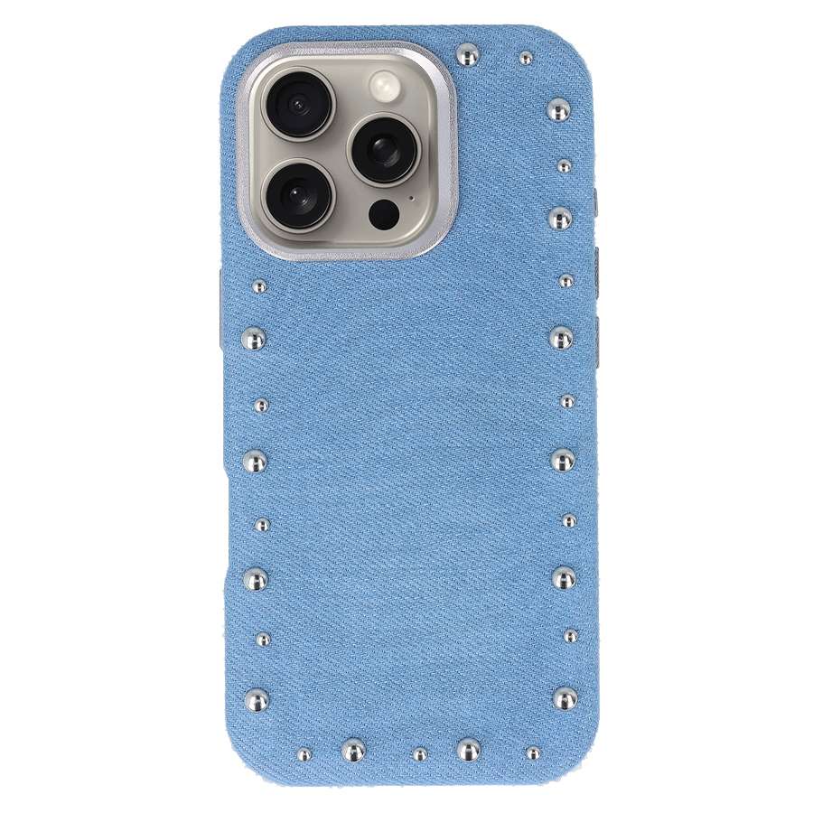 Funda Denim MagBattery para iPhone 15 Pro Max — vista frontal con acabado vaquero
