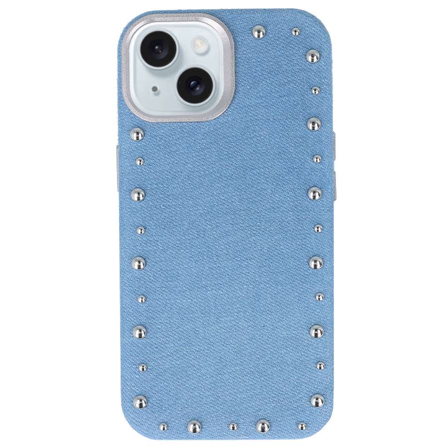 Funda Denim MagBattery para iPhone 15 Plus — vista frontal con acabado vaquero
