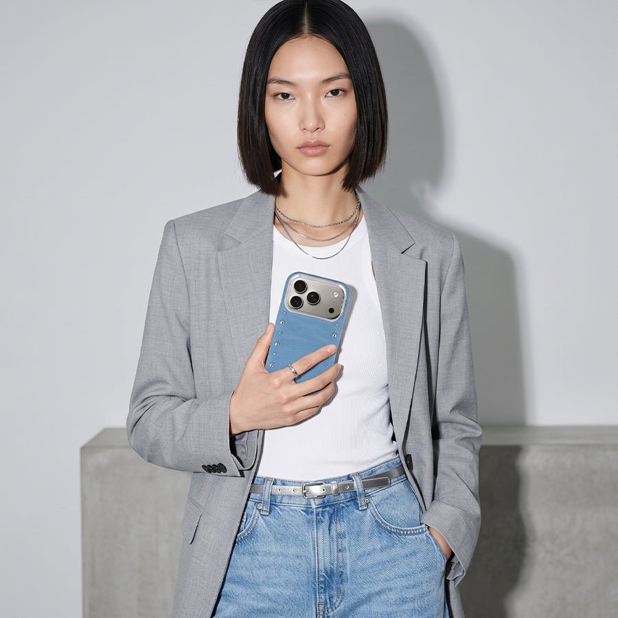 Funda Denim MagBattery para iPhone 17 Pro Max — perfil lateral y protección
