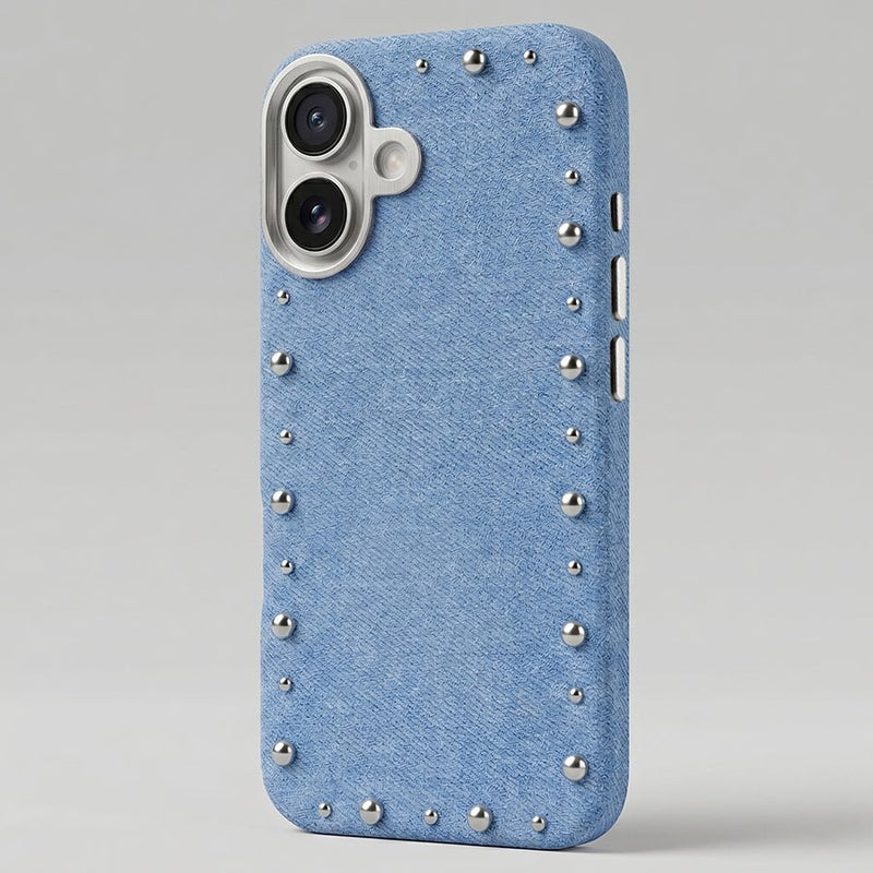 Funda Denim MagBattery para iPhone 17 — vista trasera con cierre magnético
