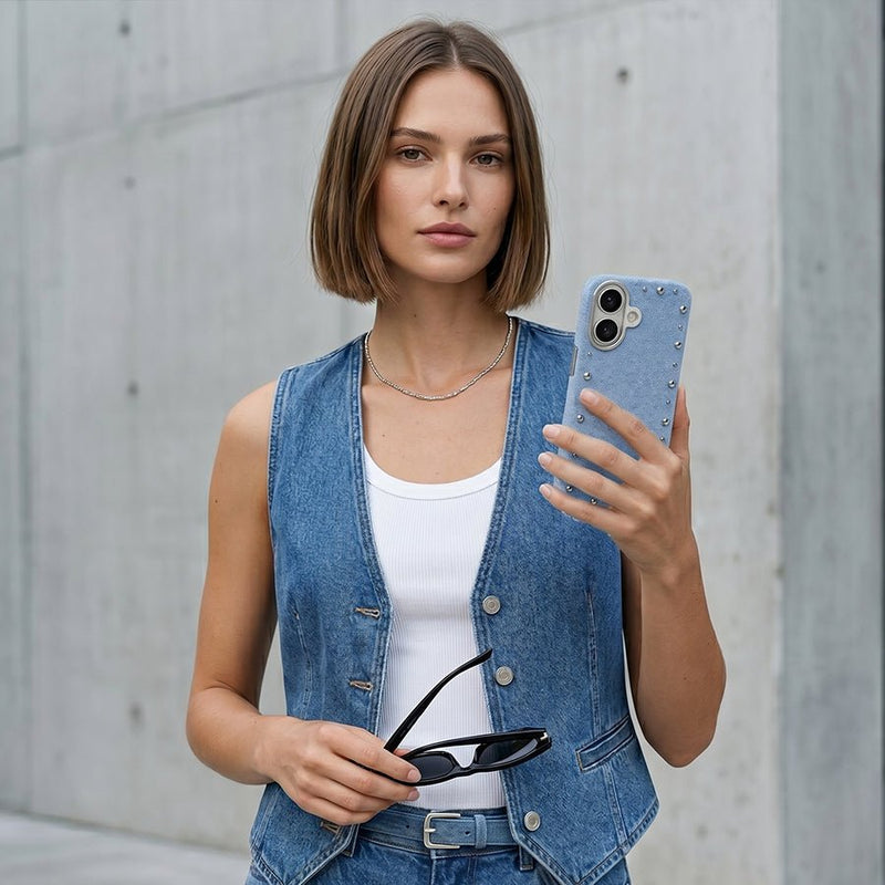 Funda Denim MagBattery para iPhone 17 — perfil lateral y protección
