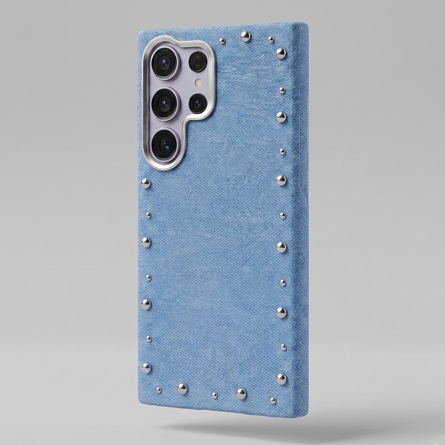 Funda Denim MagBattery para Samsung Galaxy S24 Ultra — vista trasera con cierre magnético
