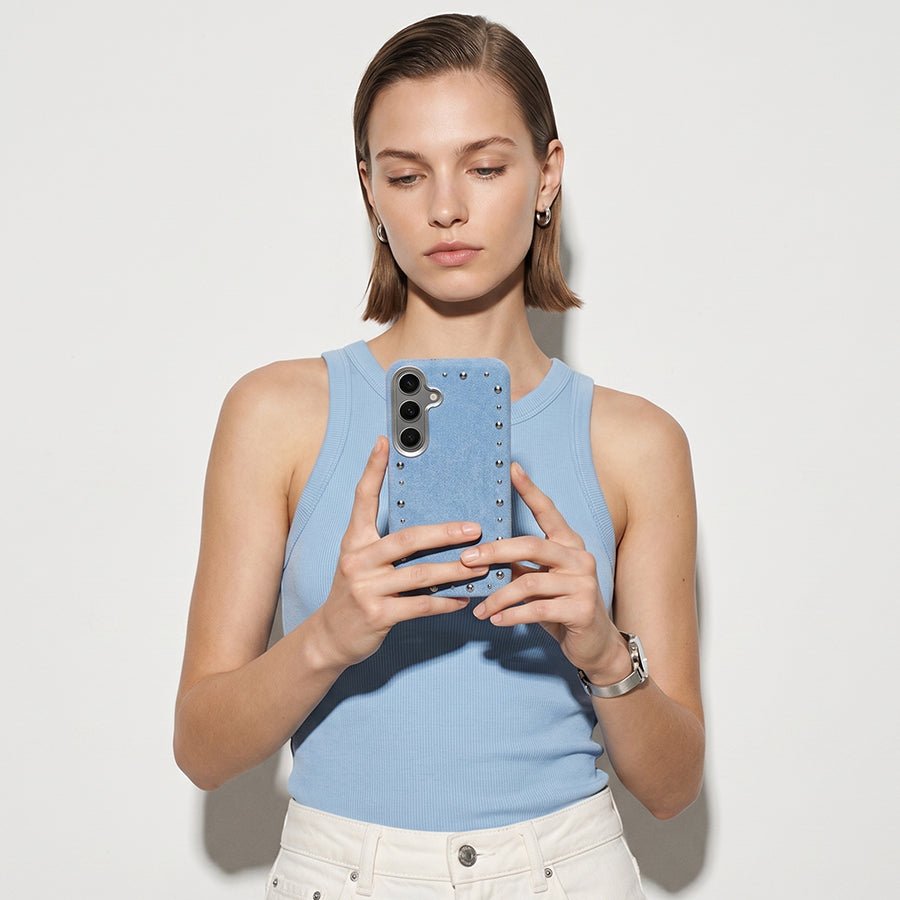 Funda Denim MagBattery para Samsung Galaxy S24 — perfil lateral y protección
