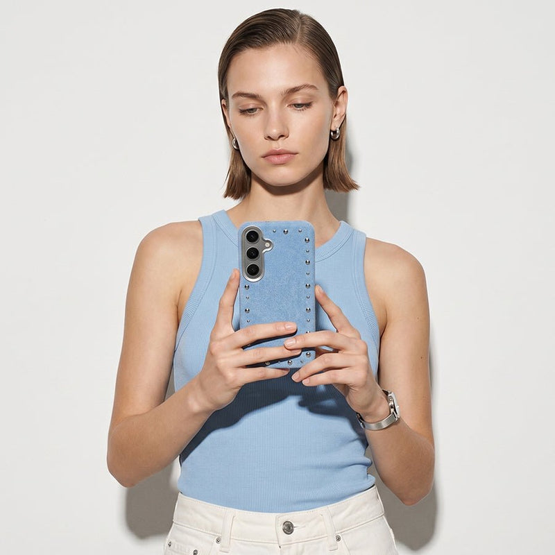 Funda Denim MagBattery para Samsung Galaxy S25 — perfil lateral y protección
