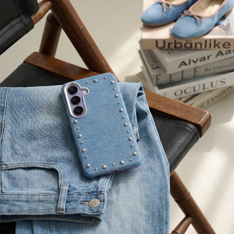Carcasa Denim MagBattery para Samsung Galaxy S26 Plus — vista en ángulo estilo casual
