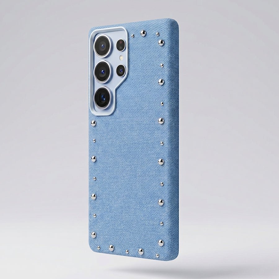 Funda Denim MagBattery para Samsung Galaxy S26 Ultra — vista trasera con cierre magnético
