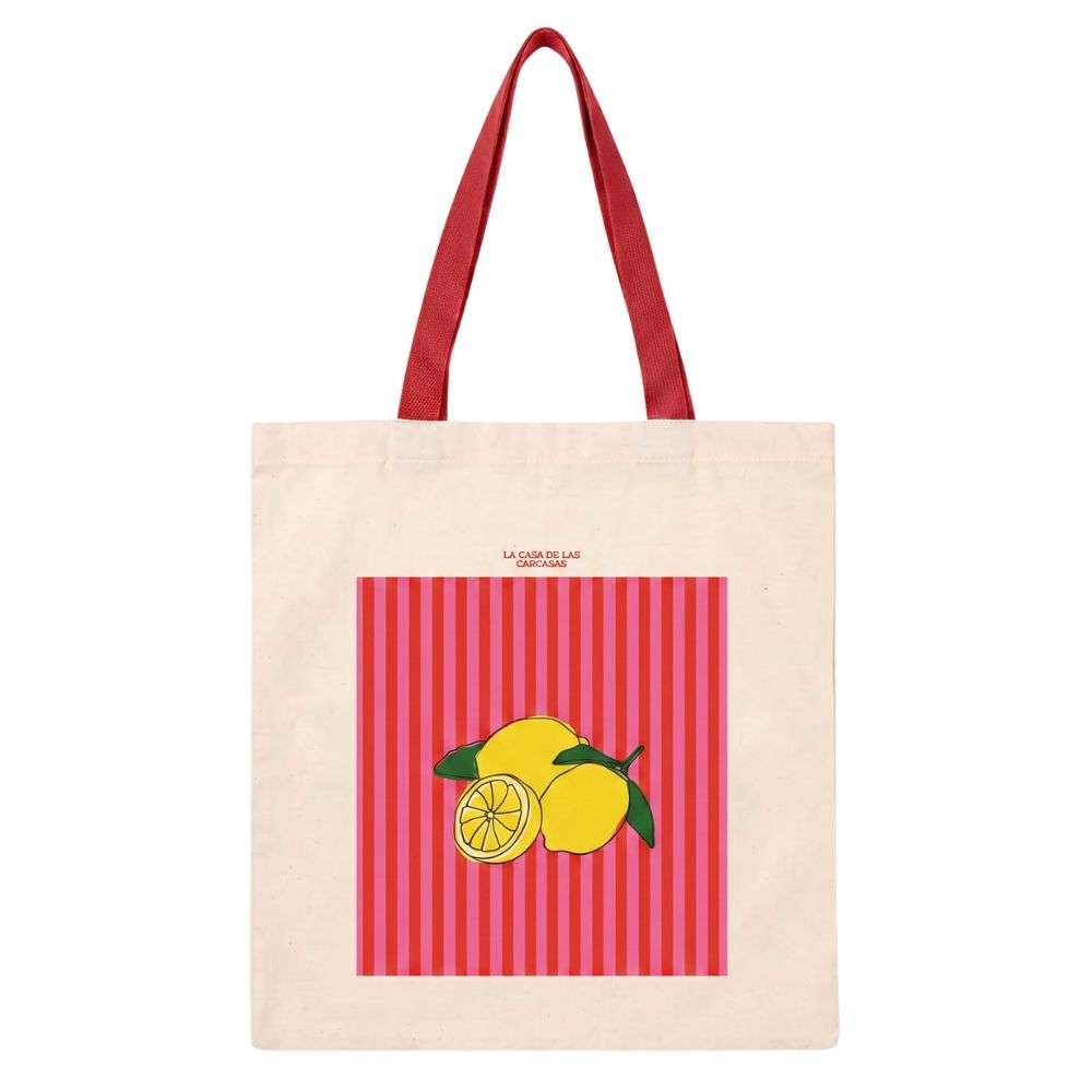 Tote bag Lime Aperitif colección The Sunset Club – Vista frontal bolsa de tela diseño verde lima

