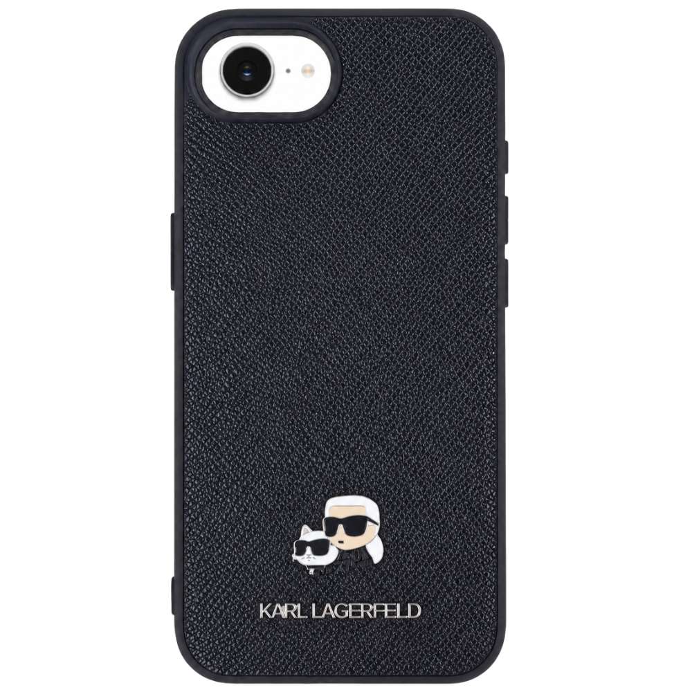 Funda Karl Lagerfeld negra para iPhone 16e y iPhone 17e, colaboración La Casa de las Carcasas x Karl Lagerfeld