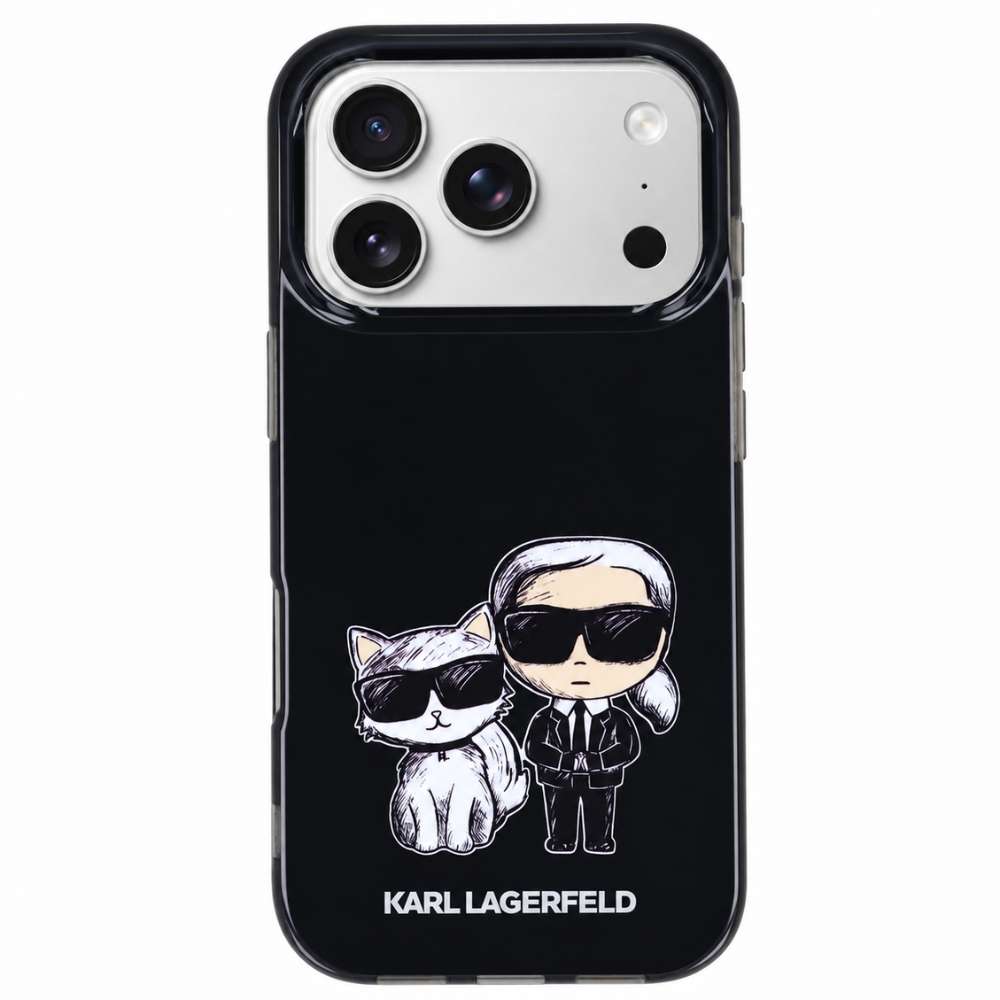 Funda Karl Lagerfeld negra para iPhone 17 Pro, colaboración La Casa de las Carcasas x Karl Lagerfeld