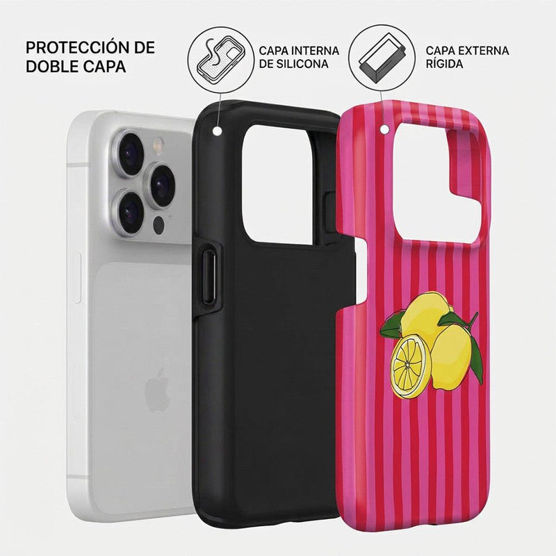 Funda Tough Pink Lemonade – Detalle bordes reforzados y acabado pastel
