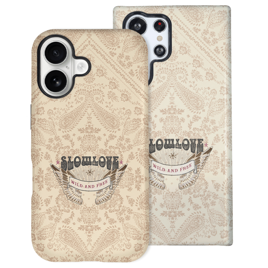 Funda Tough Slowlove Amuleto Beige con print de amuletos en tono beige - Vista lateral
