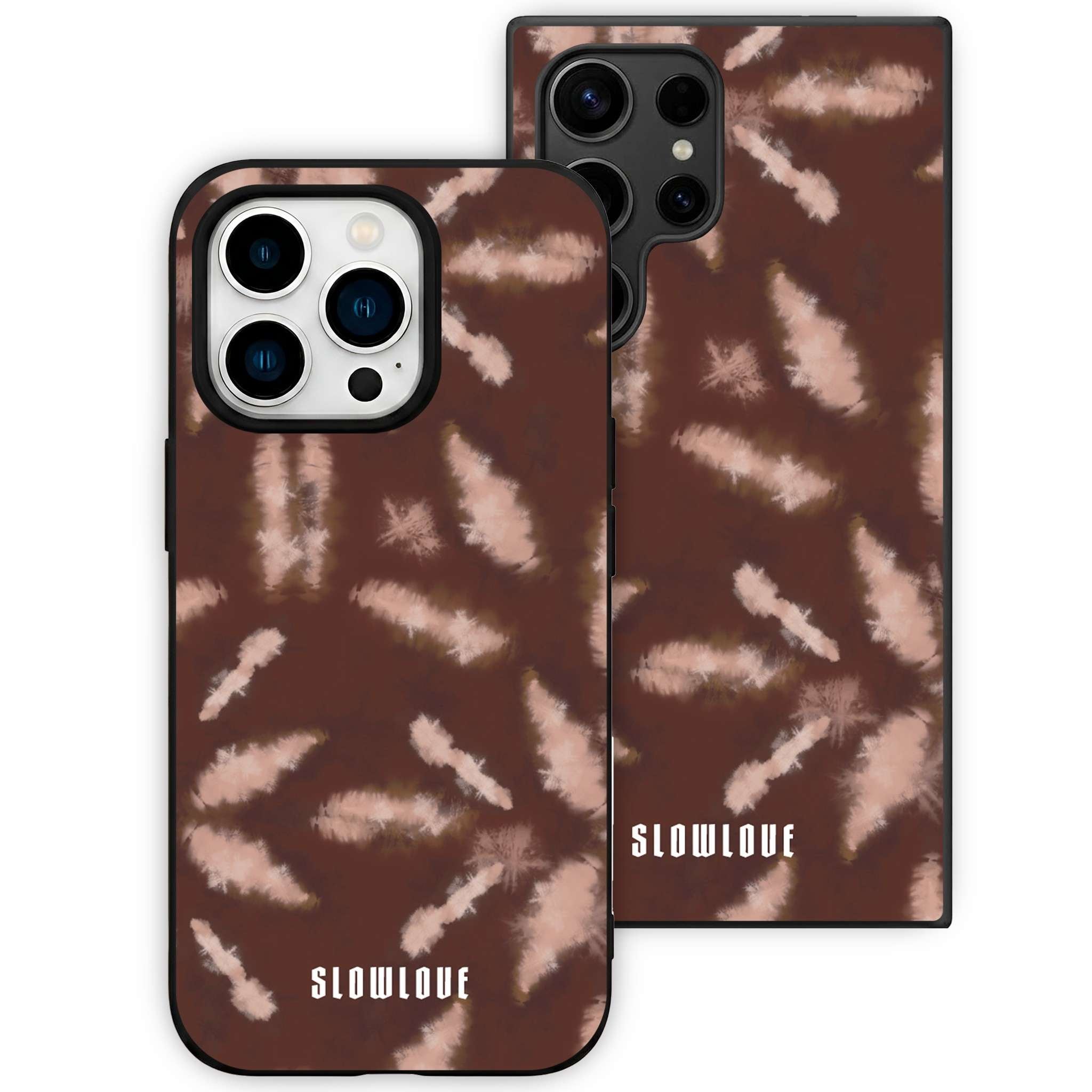 Funda Glass Slowlove Tie-Dye Brown con efecto tie-dye en tonos marrones en cristal templado - Vista frontal

