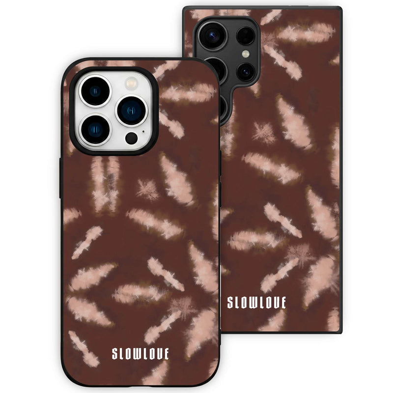 Funda Glass Slowlove Tie-Dye Brown con efecto tie-dye en tonos marrones en cristal templado - Vista frontal
