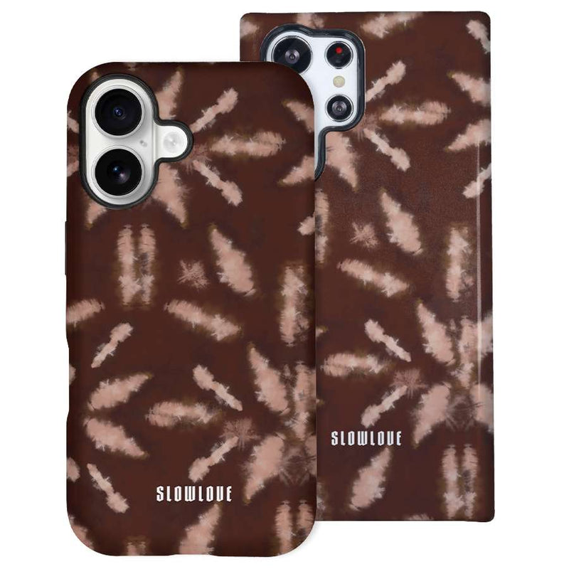 Funda Tough Slowlove Tie-Dye Brown con efecto tie-dye en tonos marrones - Vista frontal
