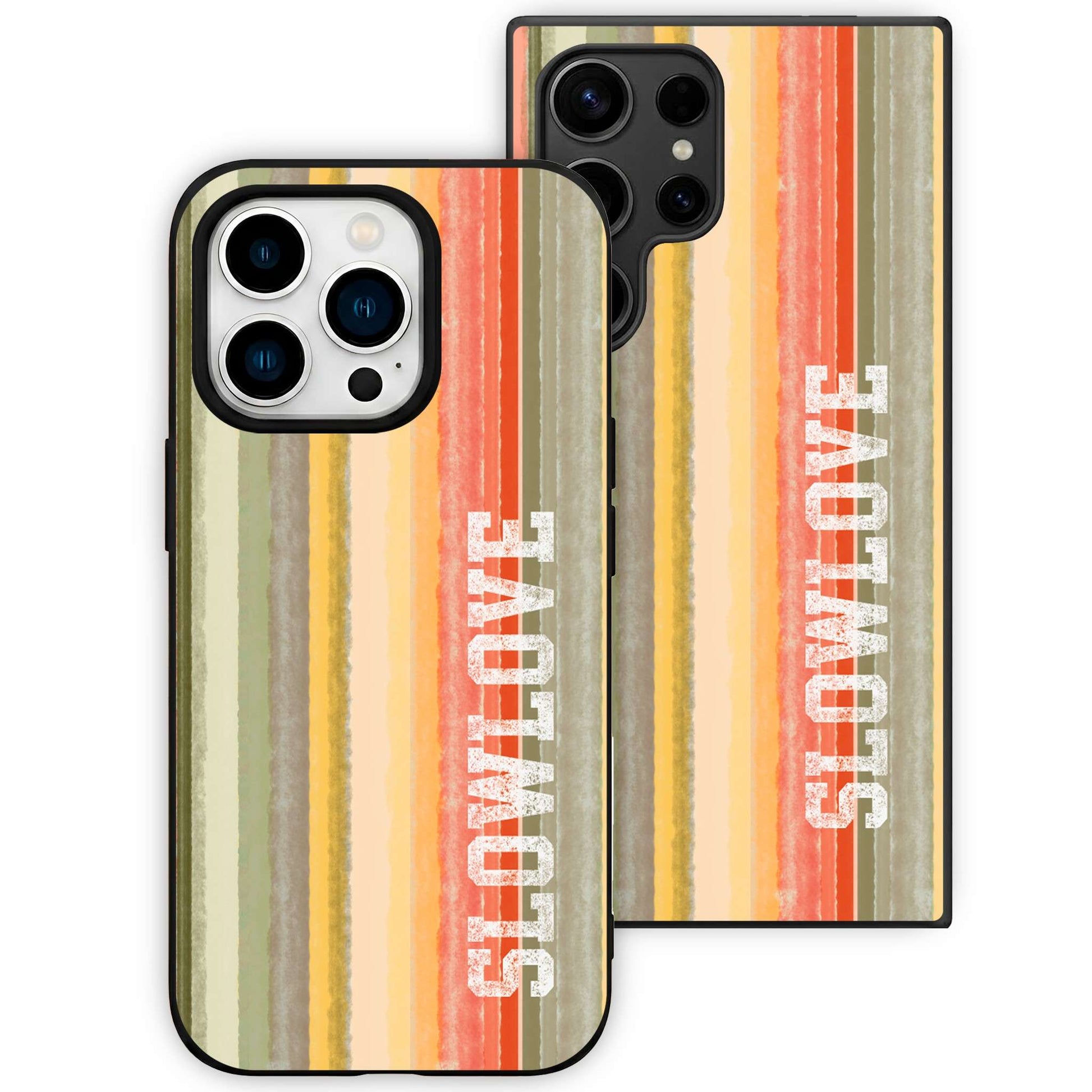 Funda Glass Slowlove Rayas Logo con diseño de rayas con logotipo Slowlove en cristal templado - Vista frontal