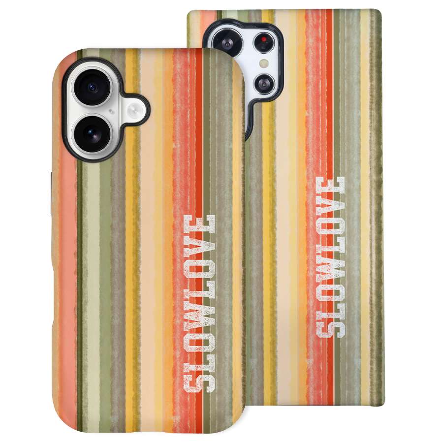 Funda Tough Slowlove Rayas Logo con diseño de rayas con logotipo Slowlove - Vista frontal