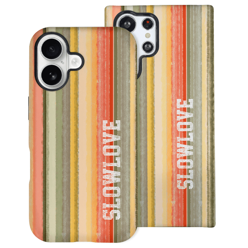 Funda Tough Slowlove Rayas Logo con diseño de rayas con logotipo Slowlove - Vista lateral