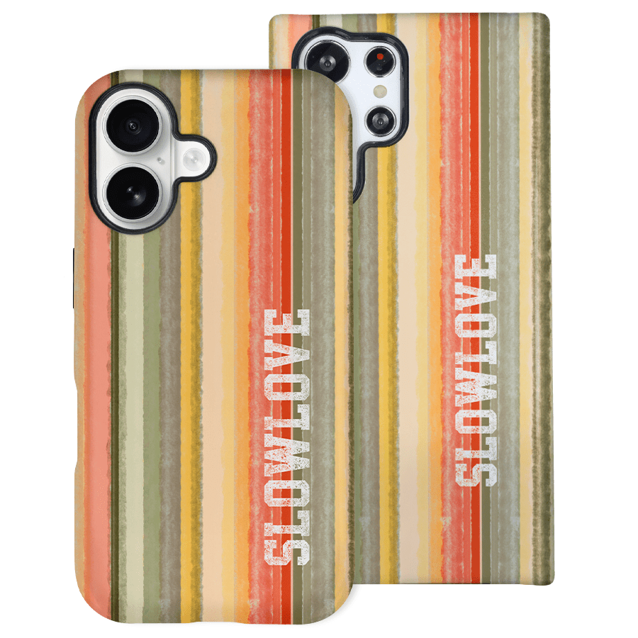 Funda Tough Slowlove Rayas Logo con diseño de rayas con logotipo Slowlove - Vista lateral