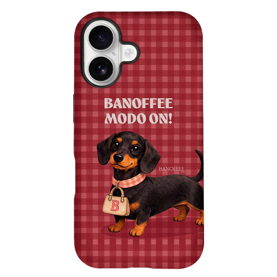 Funda Banoffee BCN Teckel Picnic con ilustración de teckel y estilo campestre
