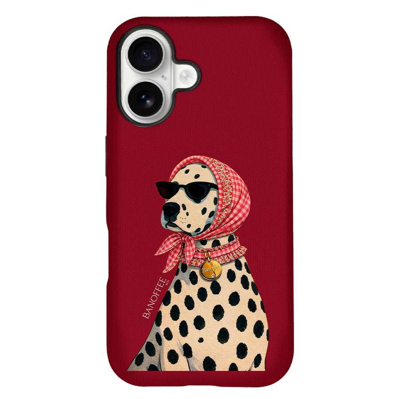 Funda Banoffee BCN Dálmata Capri con ilustración de perro dálmata y estilo mediterráneo
