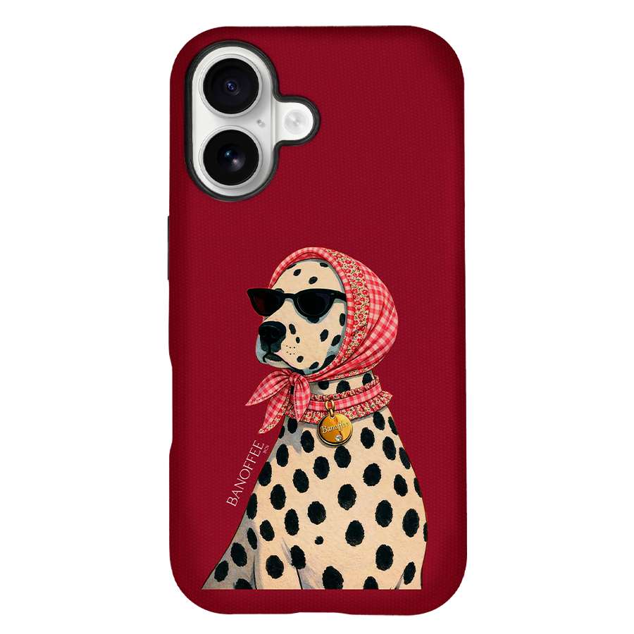 Funda Banoffee BCN Dálmata Capri con ilustración de perro dálmata y estilo mediterráneo
